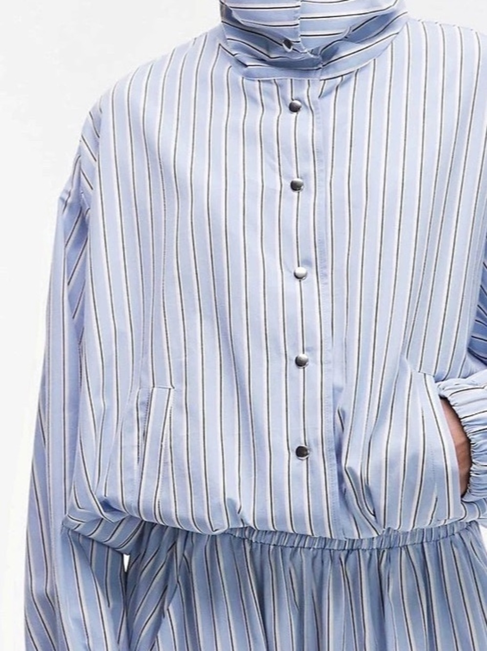 NWOT Asos Topshop Blue & White Striped High Neck Jacket